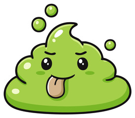 Fototapeta premium Cute Green Slime Monster with Tongue Out Cartoon Vector Illustration