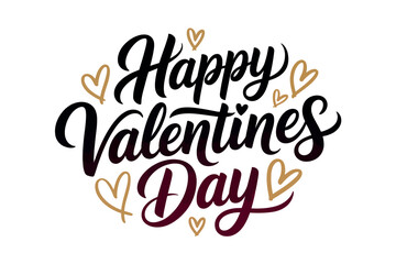 A festive Happy Valentine's Day message with hearts on a white background