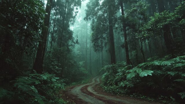 Misty Forest Path - Powered by Adobe