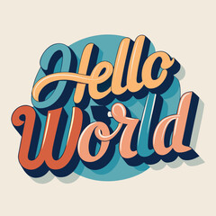 Hello World Typography Flat Vector Design © Mdabir
