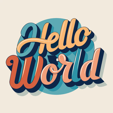 Hello World Typography Flat Vector Design