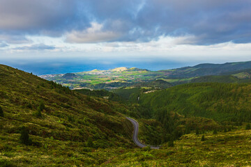 Panoramic View of Lagoa do Fogo Crater Lake in Sao Miguel Azores