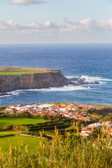 Scenic View of Porto Formoso Coastal Village in Sao Miguel Island, Azores