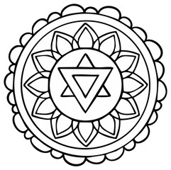 Black and White Mandala Design, Decorative Geometric Art Element