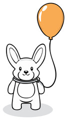 Obraz premium Cartoon White Bunny with Orange Balloon Illustration for Children's Content and Design Elements