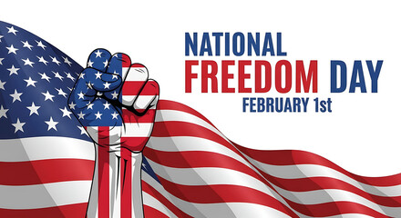 National Freedom Day with fist raised in American flag colors Keywords: National Freedom Day