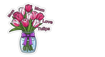 Obraz premium Happy mother's day tulips bouquet gift for mom