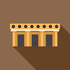 Naklejka premium Ancient temple building with columns and steps, flat design vector illustration