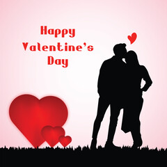 Romantic happy valentines day template with with a loving couple
