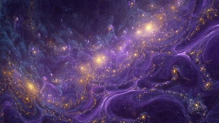 Fototapeta premium Swirling purple and gold cosmic dust galaxy