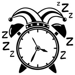 Alarm Clock with Jester Hat and Zzz's - Time to Sleep Concept