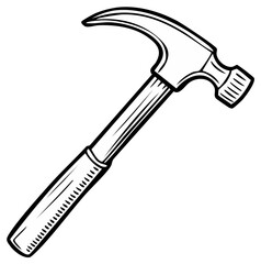 Classic claw hammer hand tool black and white illustration for construction and DIY projects carpenter equipment