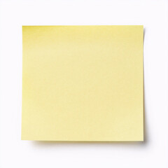 Isolated office yellow sticky note with bent lower left corner on a white background