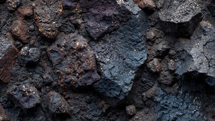 Black Coal Stone Texture Close-Up