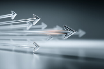 Transparent arrows moving forward in the same direction.