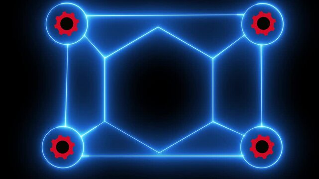 Business process and workflow automation with flowchart. Business and technology concept. Animation of glowing neon line arranging processing management isolated on transparent background.