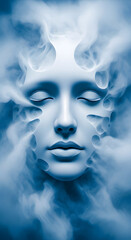 Blue Face in Ethereal Clouds Dream Peaceful Calm Sky Meditation Surreal
