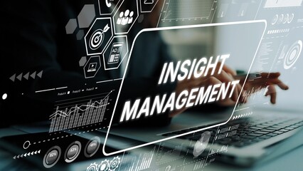 Digital Insight Management Concept with Data Visualizations and Business Analytics for Professional Use in Modern Office Environment. Asymptotic smart data analytic.