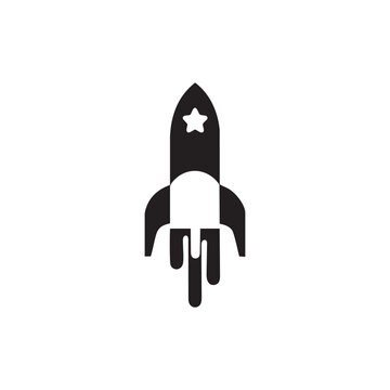 Retro-Modern Rocket Ship Icon, Simple Space Exploration Art.