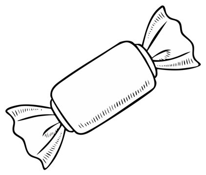 Wrapped candy, sketch style illustration, sweet treat isolated