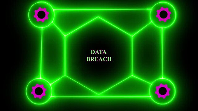 Conceptual digital animated illustration of data breach security risks and implications