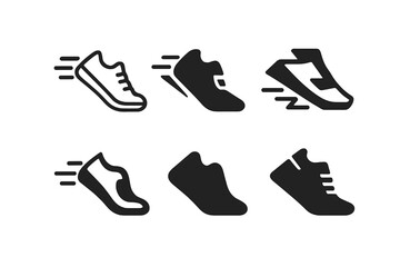 Obraz premium Healthy Fitness Icons. Healthy living and fitness routines. Icon set. Set Logo of Healthy living and fitness routines: running shoe stride. harmonious logo