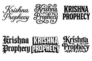 Fototapeta premium Krishna Lettering Styles. Krishna Prophecy. Set lettering. harmonious lettering variations of the same emblematic concept, each with different artistic