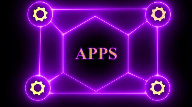 Multiple glowing smartphone screens with user interface elements floating in dark blue technological space. Holographic mobile app displays with colorful data visualizations and blurred background.4k