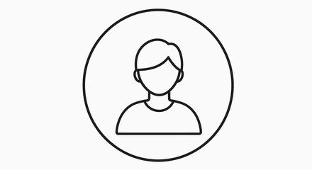 Simple line illustration of a person inside a circle viewed from the front