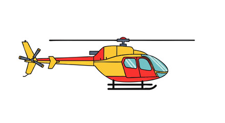 Obraz premium Yellow and Red Helicopter Illustration Side View.
