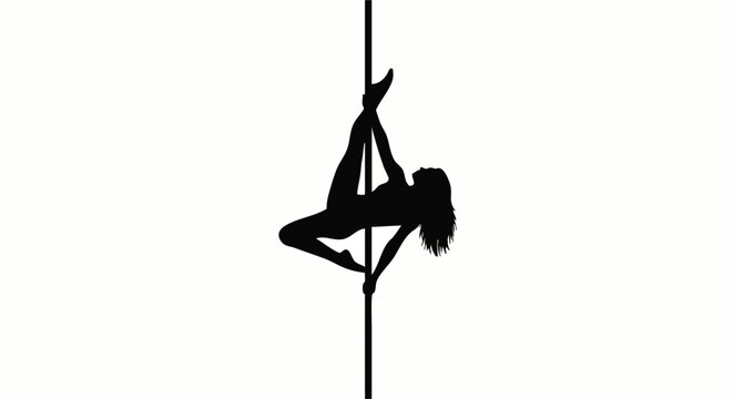 Woman Performing Aerial Silks Pose Silhouette.