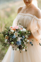 girl are walking in the green hills