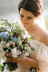 girl are walking in the green hills