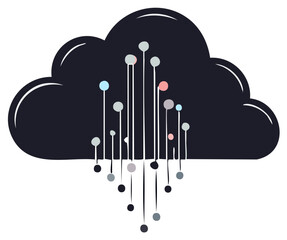 Abstract cloud computing graphic with data lines and digital information