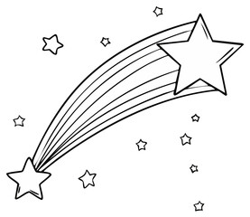 Shooting Star Illustration with Starry Sky for Coloring Book or Design Element