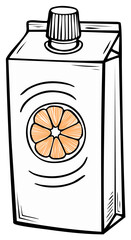 Hand drawn carton of orange juice with a citrus slice graphic and screw top