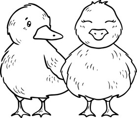 Cute ducks, line art