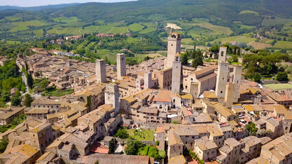 Obraz premium San Gimignano, Italy, aerial drone view