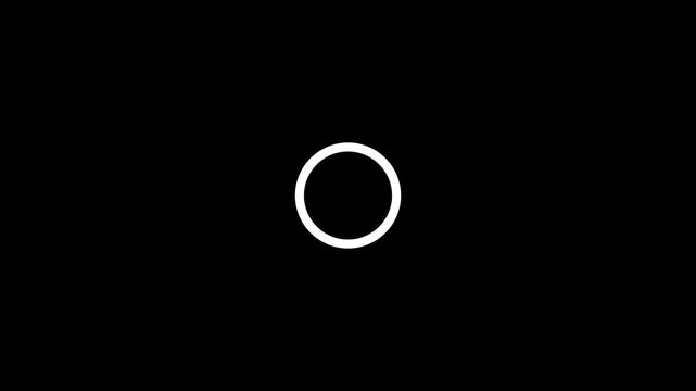 Modern Circular Loading Animation in 4K, Elegant White Line Art Progress Spinner on Black, High Quality UI Element for Software Updates, Game Data Loading, and Digital Interfaces