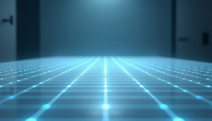 Cyber Technology Grid Background with Glowing Nodes