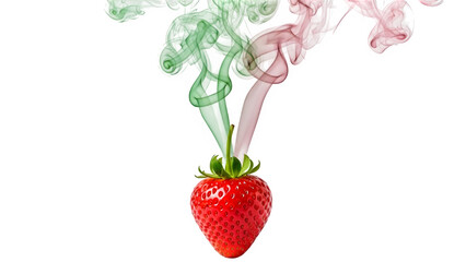 Strawberry with smoking effect isolated on transparent background