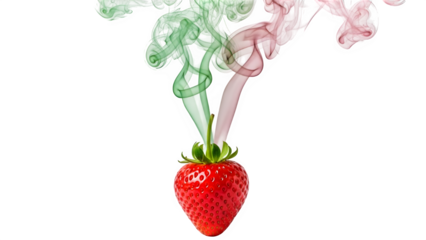 Strawberry with smoking effect isolated on transparent background