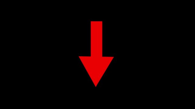Red Down Arrow Animation Pointer on Black Background
