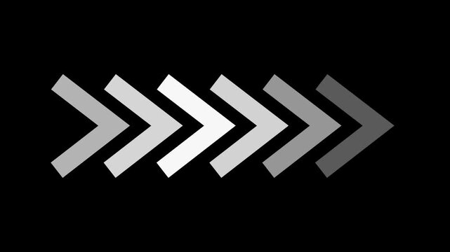 Fast Forward Chevron Arrows Animation on Black Background