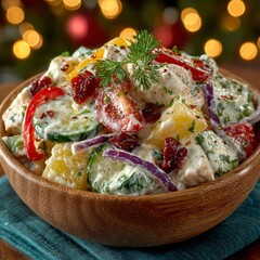 Holiday Vegetable Salad Close-Up with Creamy Texture