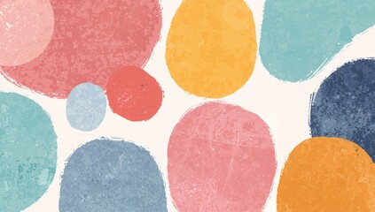 Fototapeta premium Colorful Abstract Shapes Create a Lively Pattern on a Light Background for Creative Use
