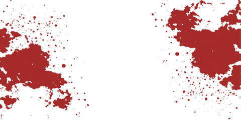 Naklejka premium Red watercolor ink splat and blood splatter illustration featuring a grunge paint texture on a red design background with dirty spots and artistic stains for a decorative wallpaper backdrop