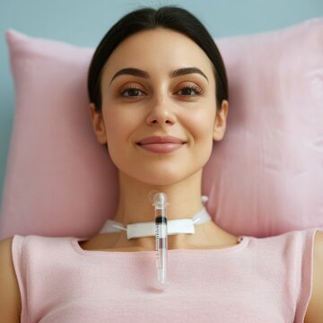 Close-up of a woman with a tracheostomy tube smiling, medical treatment, hope, health, Recovery, Medical, Patient