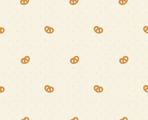 Pretzel seamless pattern on beige background