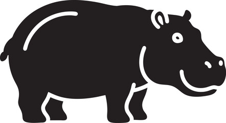 Obraz premium Friendly Hippopotamus Vector Illustration: Cute African River Animal Silhouette for Kids and Water Themes